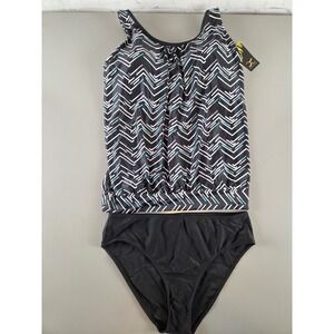 BikinX Sz Large Blouson Tankini Bathing Suit 2 Piece